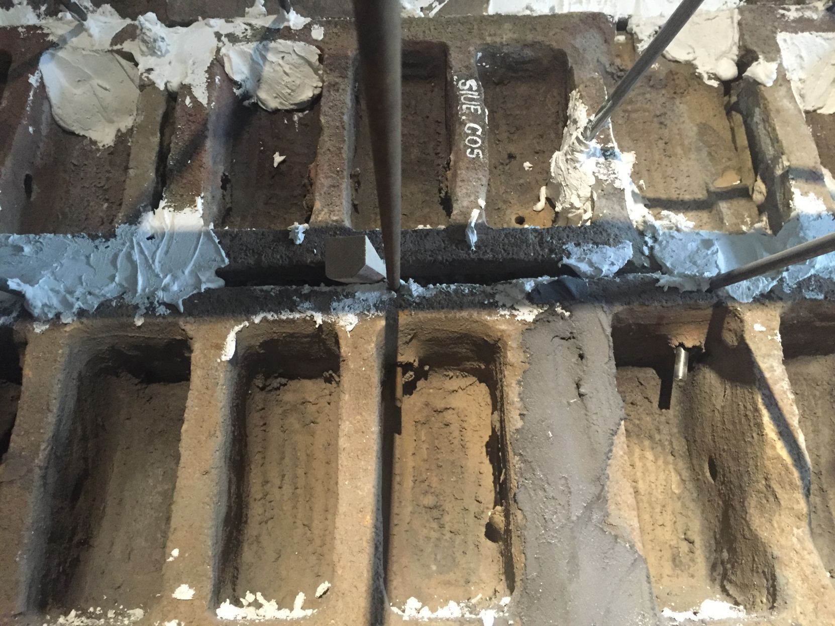 Back side of cornice section at City Museum